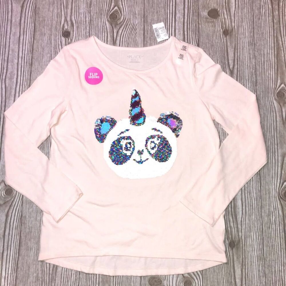 The children's place flip sequence panda long sleeve XXL (16) girls C21